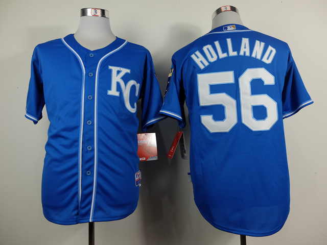 Men Kansas City Royals #56 Holland Blue MLB Jerseys->kansas city royals->MLB Jersey